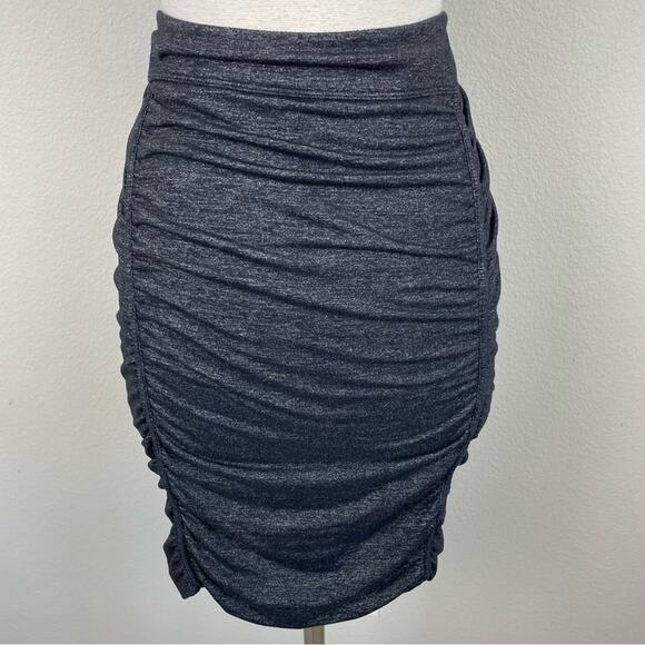 Athleta Black Ruched Knit Bodycon Skirt Medium - Picture 5 of 8
